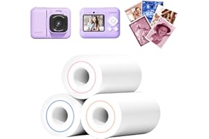 Kids Instant Print Camera Paper, Thermal Printing Refill Set for Toddler Camera, Compatible with ETIKEZ Funshot 20, Camera Thermal Printing Paper, 5.7cmx5m Per Roll, 3 Rolls, Blue/Orange/Red