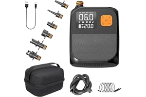 OAMGER Pompa elettrica Paddle, gonfiatore ricaricabile 20PSI con 1 porta USB, luci a LED e 6 ugelli gonfiaggio a due stadi, pompa ad aria senza fili per Kitesurf, Tenda, Materasso