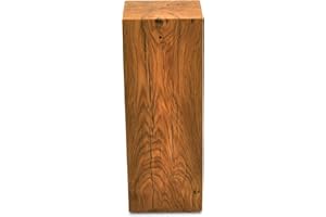 MS FACTORY Bloque de Roble de Madera Maciza - Cubo, Tronco de Madera - Mesa Auxiliar, Columna Decorativa, Soporte de Madera, Mesa de Madera, Base de Flores, Mesita de Noche - 15 x 15 x 45 cm