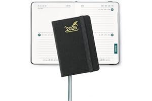 BEZEND Mini Agenda 2026 Bi-Giornaliera Tascabile 12 x 8 cm, 2 Giorni per Pagina (1 Settimana su 4 Pagine) - B7 Diario Piccola da Gen a Dic 2026, Copertina Rigida in Pelle PU, Nero