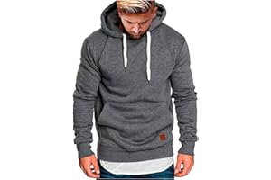Henagehde Sweat à Capuche Sport pour Homme Hiver DéContracté De Grande Taille Pull Homme Couleur Unie Sweat-Shirt avec Poche Veste en Sweat Pas Cher VêTements