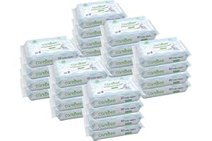 CAREBEE 99.9% Water Baby Wipes | Biodegradable, Plant-Based & Plastic-Free | Hypoallergenic, Unscented, Extra Gentle for Sensitive Newborn Skin | 60 wipes per Pack (6, White)
