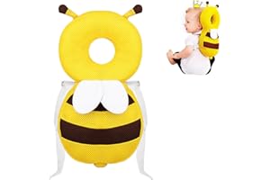 DAWUMIN Baby Kopfschutz, Kopfschutz Baby Rucksack, Verstellbare Schutzkissen Baby, Fallschutz Baby, Kopfschutz Baby Krabbeln, für Kinder Krabbeln und Gehen (Gelb-Horizontaler Streifen)