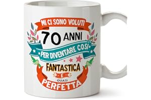 Mugffins Tazza 70 Compleanno- In italiano - Mi ci sono voluti 70 anni per diventare cosi fantastico - 350 ml - Regalo Originale e Divertente