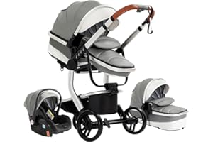 Prokoke Carrito Bebe 3 en 1, Carro Bebe 3 Piezas con Empuje Reversible de Dos Vías, Carrito Bebe con Estructura de Aleación de Aluminio, Cochecito Bebe 3 Piezas Para Recién Nacidos (518 Grey)