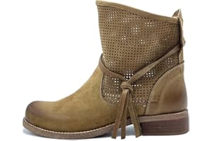 Vyjoù ®️ ANNA Stivaletto donna alla caviglia con laccetto in vera nabuk cuoio sfumato traforati forati A1 Primavera Estate Scarpe Made in Italy Handmade liscio