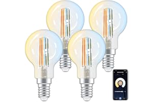 ANTELA Lampadine Alexa Inteligente WiFi LED Dimmerabile E14 P45, 4,5W 470LM 2700K-6500K Bianco Freddo/Caldo, Compatibile con Alexa/Google Home, Controllo Vocale, Controllo APP, 4Pezzi