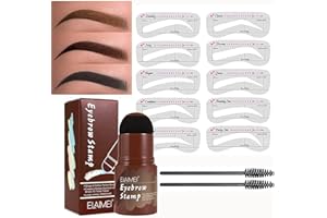 HZZYJ Augenbrauenstempel wasserdicht, Wiederverwendbares Makeup Brow Stamp Brauenpuder Schablonen Augenbrauen Stift Pinsel Kit，1 Step Brow Stamp Shaping Kit 10 Augenbrauen Schablonen Stempel(Mittel Braun)