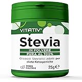 VITATIV Stevia Pura in Polvere - Rebaudioside A 98% Dolcificante Naturale - Zero Calorie, Ideale per Diete Ketogeniche, Vegan