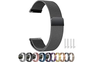 ZLZKJS Edelstahl Mesh Uhrenarmband, 14mm 16mm 18mm 20mm 22mm 24mm Magnetverschluss Smartwatch Schnellverschluss Metall Ersatz Armband für Damen Herren Watch Uhren Ersatzband