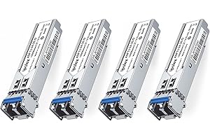 Ipolex 4 PCS Transceptor LC monomodo SFP LX de 1 G, módulo Mini-Gbic 1000Base-LX compatible con Cisco GLC-LH-SMD, Ubiquiti UF-SM-1G, Meraki, Netgear, Mikrotik, Zyxel, etc. (SMF, 1310 nm, 20 km).