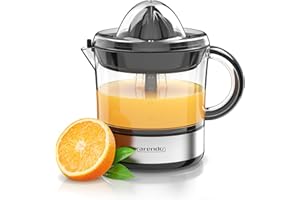 ARENDO Presse agrumes électrique, Presse-oranges et agrumes électrique, 700 ml Récipient transparent sans BPA 2 Cônes de Pressage Moteur à deux sens de rotation gauche/droite Passoire ajustable Couvercle