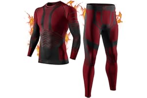 MEETYOO Biancheria Intima Termica Uomo, Intimo Termico Invernale Maglia Termici Pantaloni Base Layer per Sci Corsa Ciclismo