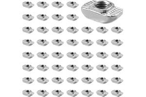 GETLITOOL 50pcs Tuercas en T con Ranura 8, Tuercas M6,Tuercas Martillo EU3030 de Acero Niquelado para Fijación de Perfil de Aluminio Serie 30 Estándar，Guía de Aluminio de Armario, Impresoras 3D
