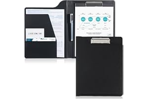 ProCase Porte Documents A4 en Cuir PU avec Pince, Porte-formulaires Ordre de la Réunion Bloc-Notes A4 Dossier de Conférence Porte-Cartes Dossier, Planificateur, Classeur, CV et Interview -Noir