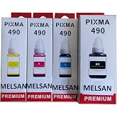 Melsan Canon ile Uyumlu Pixma GI-490 M&uuml;rekkep 4 Renk Takım Muadil