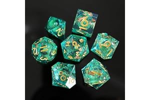 ELIFEL Dés de Jeux Sables Mouvants à Noyau Liquide pour Donjons et Dragons, DND Dés Jeu de Role 7 pièces Résine Polyédriques D4 D6 D8 D10 D12 D20 D% pour Ttrpg MTG RPG Dés Jeu de Role avec Boîte-Cadeau