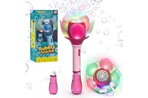 PANACARE Blumen Seifenblasenstab, Elektronische Seifenblasenmaschine Kinder mit Seifenblasenlösung/Akku/Licht, Bubble Machine 10000+ Blasen Spielzeug Kinder Geschenk/Geburtstag/Party/Hochzeit (Pink)