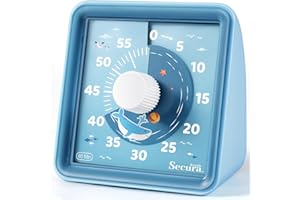 SECURA BRANDS Secura 60-Minute Visual Timer, Countdown Timers for Kids, Time Clocks, Classroom Time Tracker, Time Management Tool (Blue & Blue)