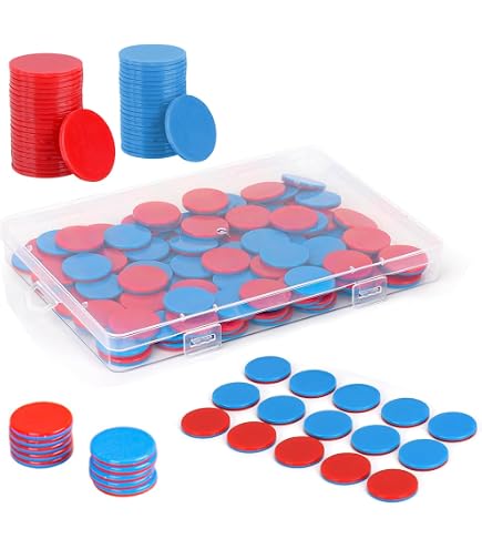 100 Jetons Bicolores Rouge/Bleu - Apprentissage Mathématiques Enfants - Addition Soustraction - Avec Boîte De Rangement