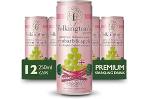 Folkington's Rhubarb and Apple Pressé, 12 Cans, Sparkling Soft Drink, Great Cocktail and Gin Mixer, 12 x 250 ml