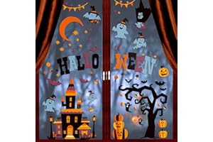 FINGOOO Halloween Window Sticker, 150pc Bats Ghost Window Decal for Halloween Party Decoration