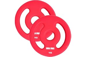 GORILLA SPORTS® Disque de Poids - Néoprène, Lot de 2, 2x1kg, 2x2kg, 2x3kg, 2x4kg, 2x5kg Poids, Ø 30/31 mm, Fonte - Disques d'Haltères, Ensemble de Plaques, Musculation, Haltérophilie, Fitness, Gym
