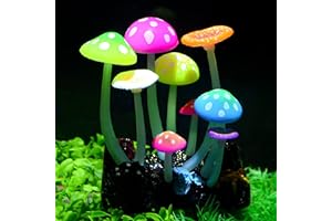 Uniclife Glowing Effect Artificial Mushroom Aquarium Plant Decor Ornament Decoration for Fish Tank Landscape