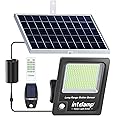 intelamp Solar Flood Light 12000mAh Solar Motion Sensor Lights with Remote 2000LM Solar Outdoor Light, Waterproof Solar Stree Light with 16.4FT/5M Cable for Yard, Garden, Garage, Pathway (Black)
