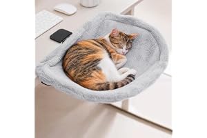 Macchiatto Kattsäng, skrivbord, klämbar kattstol vid bordet, 45 × 43 cm, upp till 18 kg, för bordsskivor 2–7,5 cm, grå fuskpä