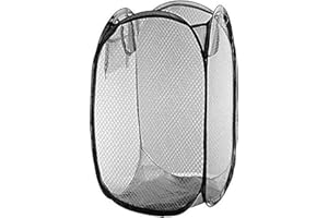 WARESHARK Cesto portabiancheria pop-up nero pieghevole a rete, organizer per lavanderia, bagno, camera dei bambini, dormitorio universitario o viaggi