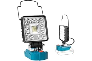 BlueYu Foco LED para Makita 18V Batería, 50W LED Luz de Trabajo, 5000lm Foco Brillante, Proyector Portátil para Obras, Camping y Reparación de Coche, (Sin Batería)