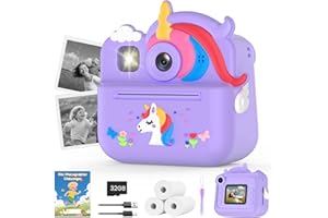 Fippesax Sofortbildkamera Kinder, 1080P HD Kinderkamera Sofortbildkamera mit 32-GB-Karte, 48MP Selfie Kamera Kinder Sofortdruck, Kinderspielzeug Geschenke für Mädchen & Jungen von 3-12 Jahren