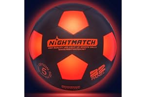 NIGHTMATCH Impermeabile Pallone da Calcio Luminoso - Divertimento Notturn - Pallone da Calcio Taglia 5 con Pompa e 6 Batterie Extra - Ideale per Grandi e Piccini - 2 LED Attivati con Sensore