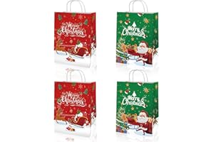 COSORO 12 Piezas Navidad Bolsas Regalo Cumpleaños Infantil con Asas,Bolso Pequeño de Papel Kraft,Pequeños Bolsitas Galletas Caramelos de Niños,Regalos para Fiestas Cumpleaños,Navidad