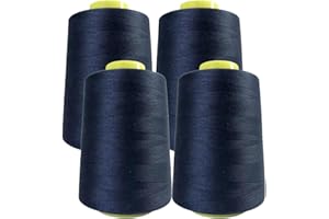 JYC CREATIVE 4 Rouleaux De Fil À Coudre, Accessoires De Couture Haute Résistance, 40/s, Artisanat, Vêtements, (4 Bleus 3238, 4000Y)