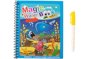 HOME KOKO LOOK KOKOBOX Magic Book Giochi Bambini 2 3 4 Anni, libro da Colorare Pittura ad Acqua, Attività di Viaggio, Giocattolo Educativo - Animali marini