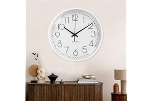 Gentpovth 8 Pulgadas Clasico Decorativo sin Tictac, Reloj Silencioso Decorativo Reloj Redondo, con Panel de Vidrio Transparente, Funciona con Pilas (batería no incluida), para hogar y Escuela