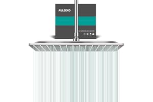 AULEEND Square Rain Shower Head, High Flow Stainless Steel,Work with Any Decorative Style，All Metal Rainfall Shower Head (Brushed Nickel, 16)