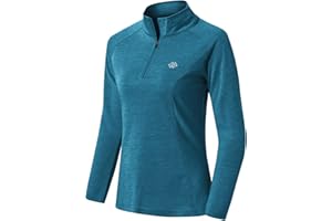 AjezMax Damen 1/4 Reißverschluss Sportshirt Langarm Laufshirt Winter Leicht Gym Yoga Fitness Training Oberteile