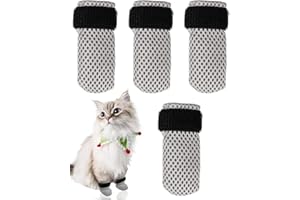 TPZORJX 4 Pezzi Protezioni per Zampe per Gatti, Cani, Regolabili in Rete Copri Zampe per Gatti, Traspiranti Scarpe da Gatto per Fare Il Bagno agli Animali Domestici, Tagliare Le Unghie, Iniezione