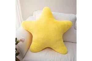 Champracer Star Plush Cushion, Cuddly Cushion Children, Soft Fluffy Star Shape Decorative Cushion, Star Throw Cushion for Girls and Boys, Home, Bedroom (Yellow, 40 cm)