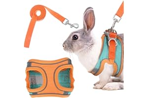 TUCNOEU Katzengeschirr mit Leine Ausbruchsicher, Verstellbares 9,4-11 Zoll Kaninchen Leine, Softgeschirr für Katze Brustgeschirr, Geeignet für Kaninchen und kleine Katzen