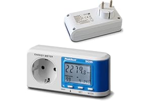 PeakTech Stromverbrauchsmesser, Energiekostenmessgerät und Stromzähler für Steckdose ab 0,5W mit 0,1W Auflösung für Strom, Verbrauch, Kosten, Spannung, Frequenz, CO2, Leistungsfaktor, 1 Stück, P 9035