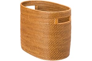 KOUBOO Laguna Oval Rattan Magazine Rack, Honey Brown, Wicker, 36.83 x 22.23 x 30.48 cm