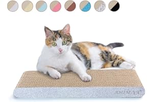 AMZNOVA Cat Scratching Pad, Cat Scratcher Cardboard, Scratch Lounge with Catnip, Narrow, Glitter Silver
