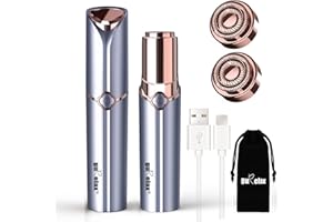 GURELAX Depilación facial para mujeres, afeitadora de pelo sin dolor recargable, 2 cabezales de repuesto incluidos, afeitadora eléctrica Lady Face para labios, barbilla, brazos