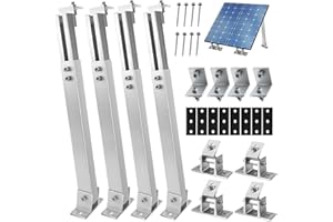 ROYOUZI Support Panneau Solaire, Support Panneau Solaire Sol en Aluminium de Angle Ajustable 15°- 30° (TYN-ROMF53)