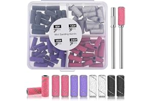 Nogeqi 82 stycken små slipkapslar nagelfräsar, mini nagelfräsar, tillbehör 80/120/180/240 med 2 stycken 3,4 mm nagelborr för nagellack, manikyr pedikyr nageldesign nagelkonst