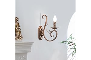 Ganeed Applique murale Lampe de chevet Antique Looking Wrought Iron Design Retro Wall Sconces pour salon Cage d’escalier Foyer E14 Bronze 1 lumière (1 paquet)